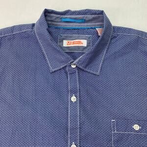 Michael Brandon Mens XXL Blue White Long Sleeve Button Up Dress Casial Shirt